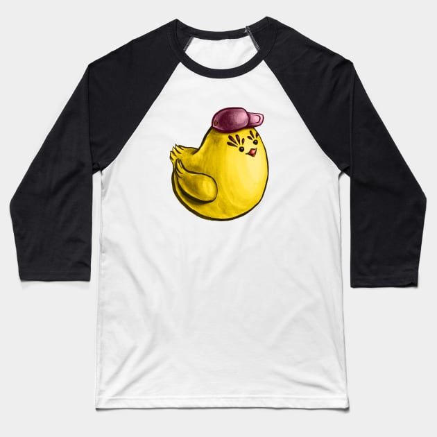 Cute Chicken With Hat Funny Cartoon Baseball T-Shirt by Boriana Giormova